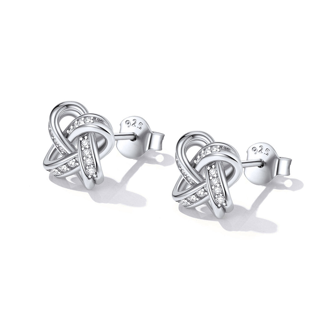 Sterling Silver Quadruple Love Knot Stud Earrings