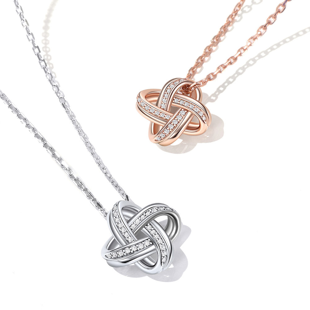 Sterling Silver Quadruple Love Knot Necklace