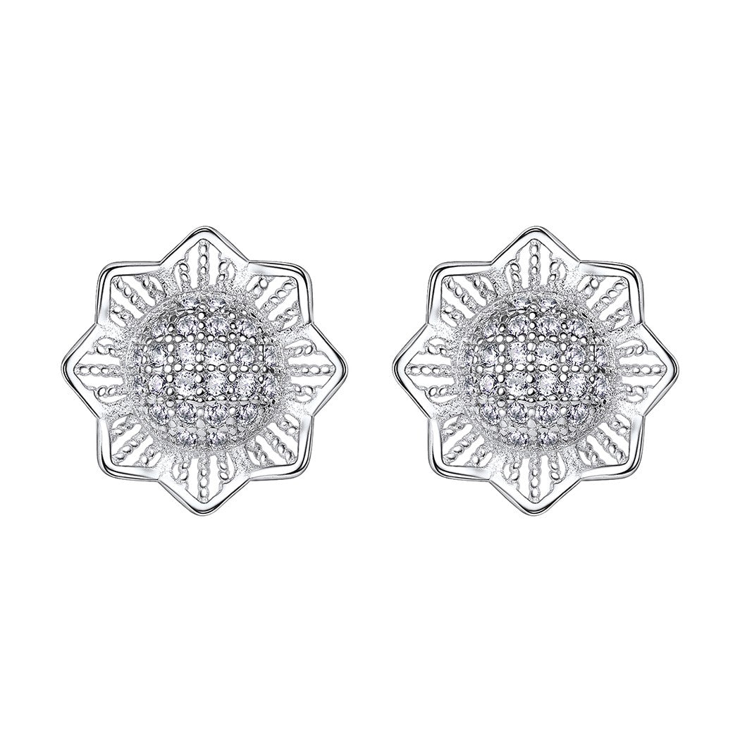 Sterling Silver Sunflower Stud Earrings