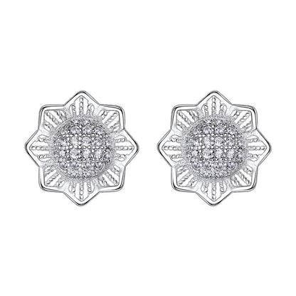 Sterling Silver Sunflower Stud Earrings