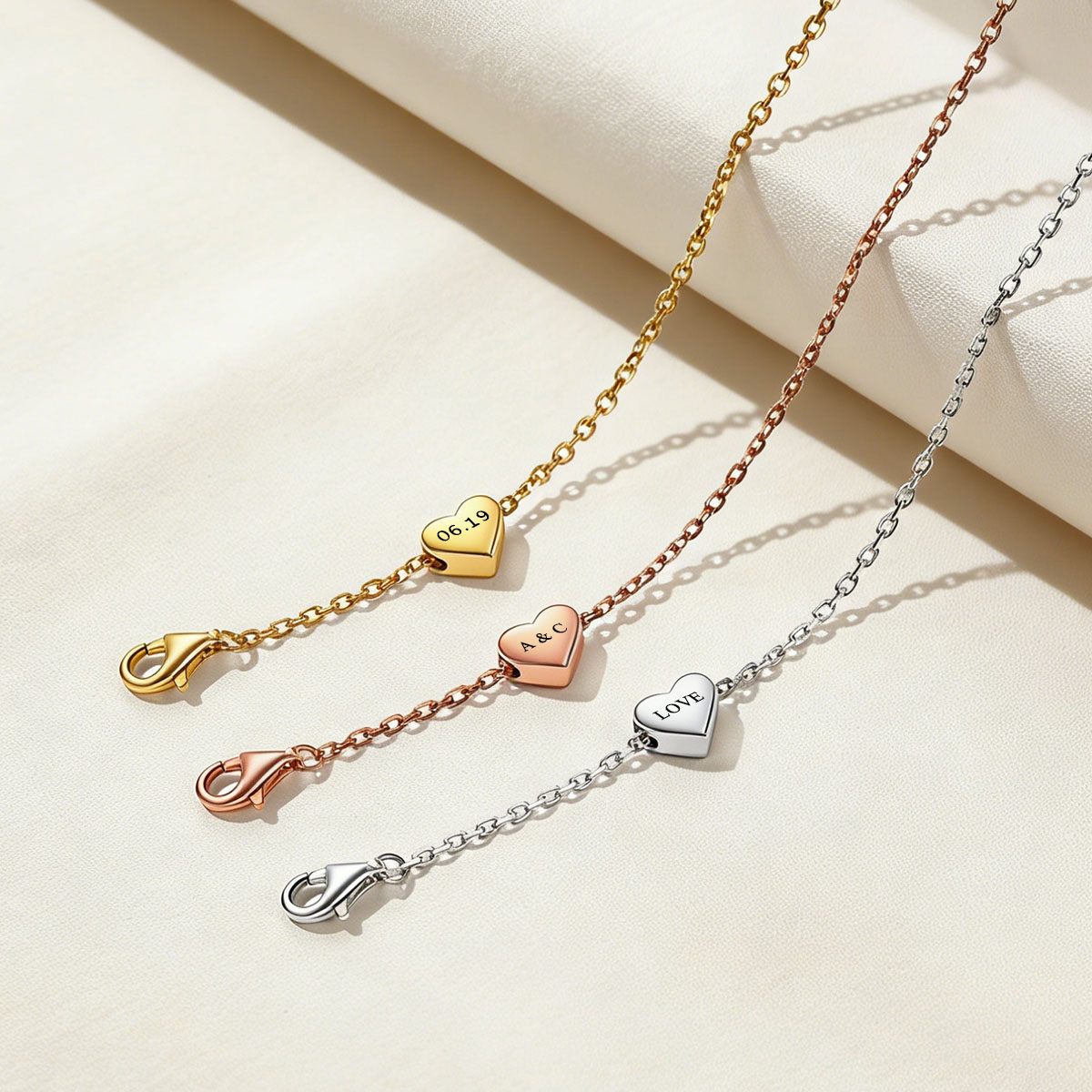 Sterling Silver Tiny Heart Bracelet in different color