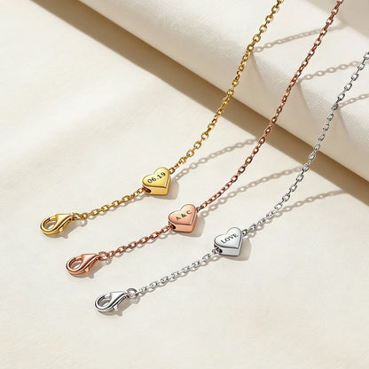 Sterling Silver Tiny Heart Bracelet in different color