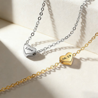 Sterling Silver Tiny Heart Bracelet in gold plated and silver
