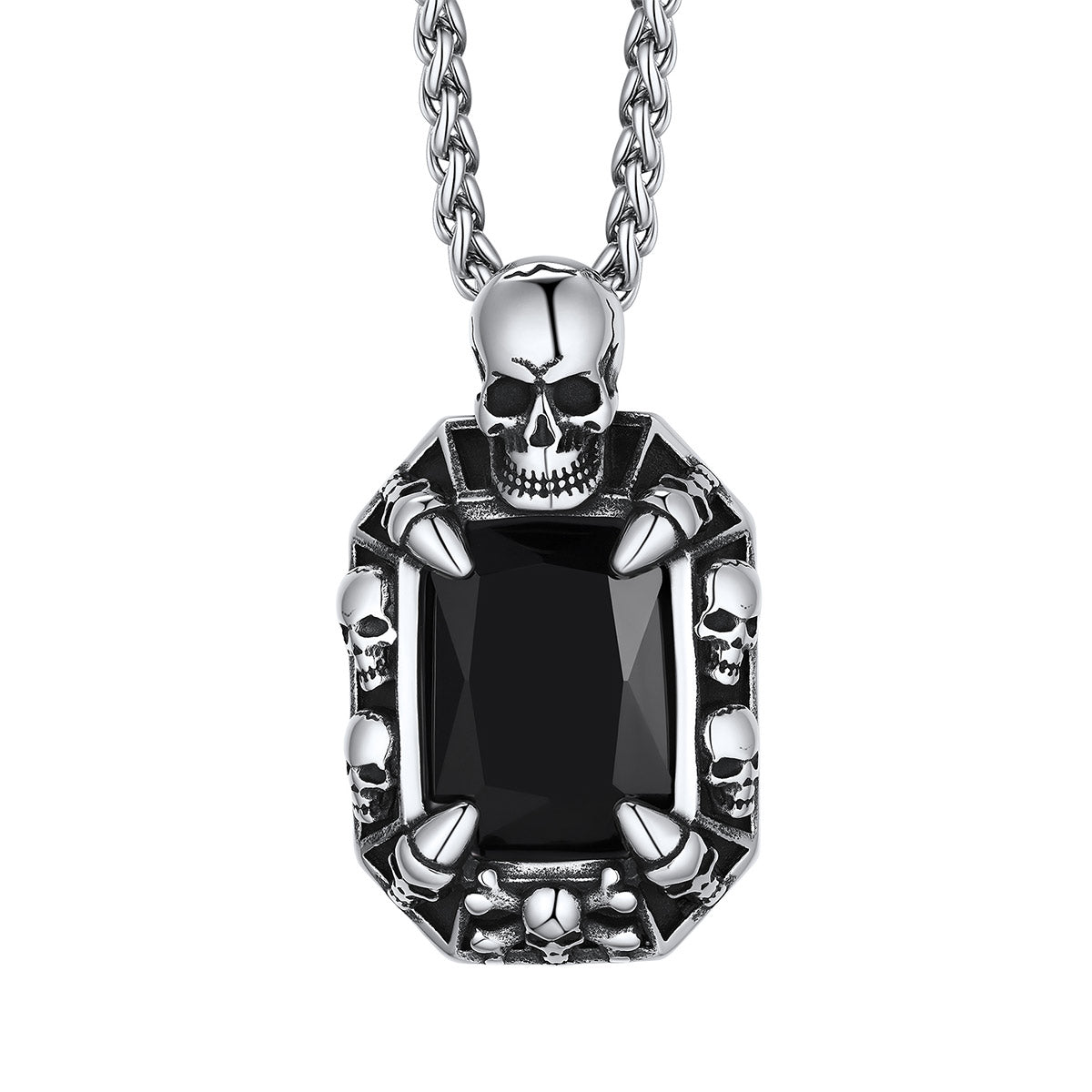 Stone Skull Pendant Necklace for Men Women