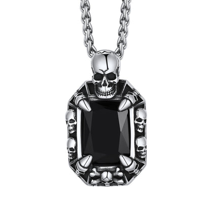 Stone Skull Pendant Necklace for Men Women