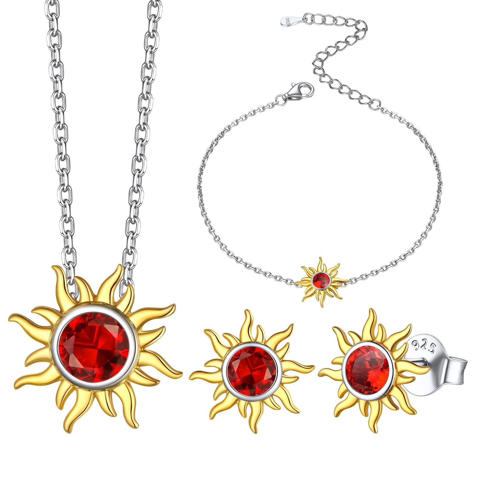 Sun Burst Birthstone Jewelry Set