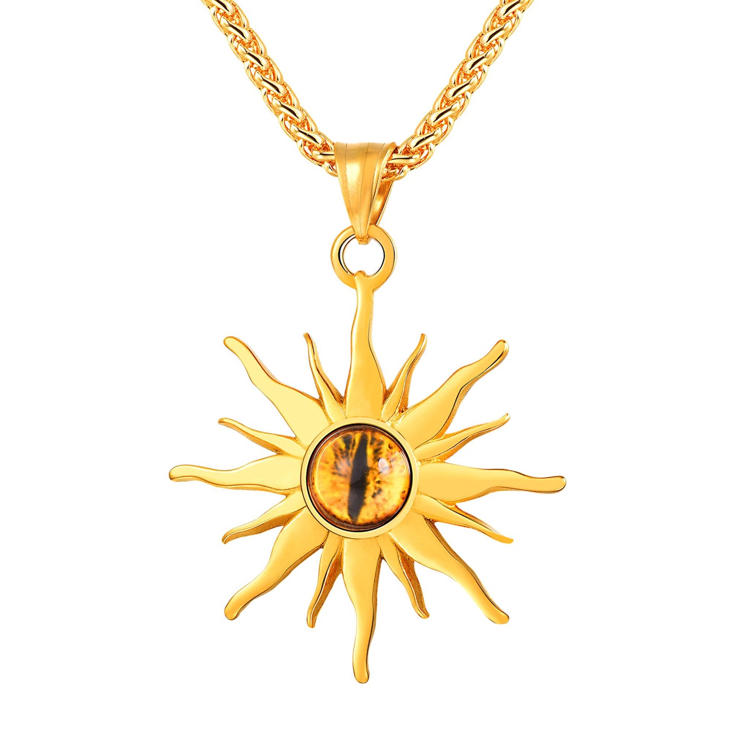 Sunburst Yellow Evil Eye Necklace