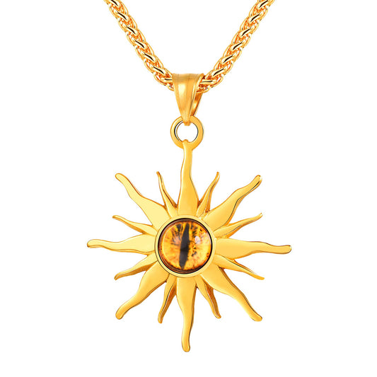 Sunburst Yellow Evil Eye Necklace