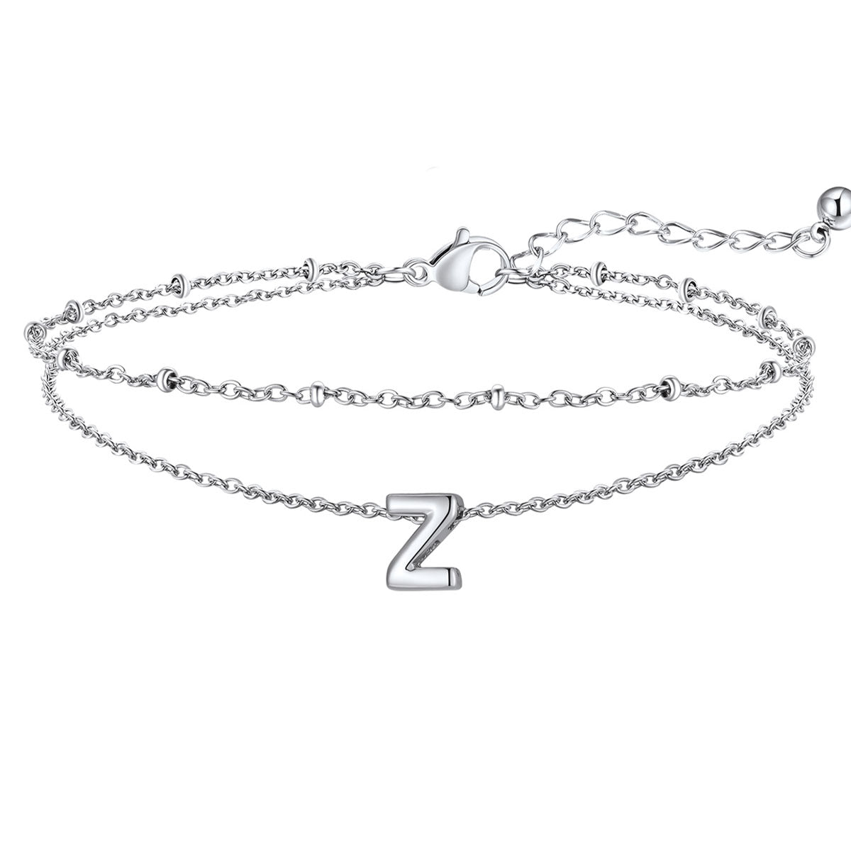 Initial Layered Anklet for Women