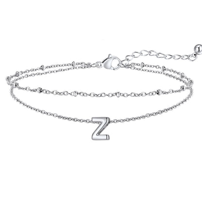 Initial Layered Anklet for Women