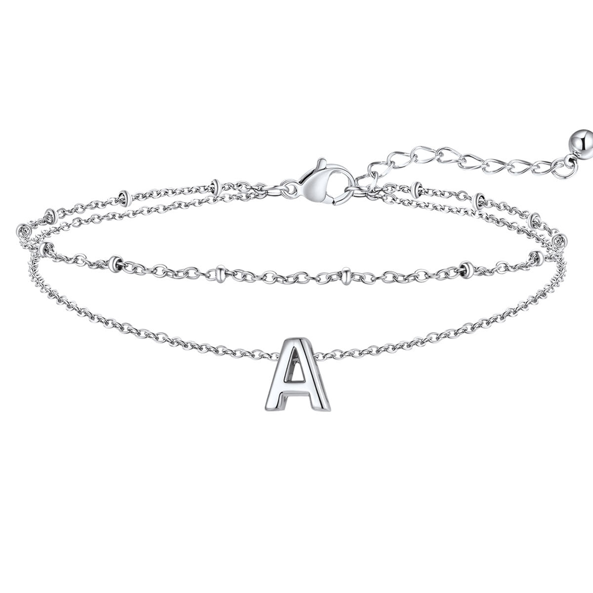 Initial Layered Anklet for Women