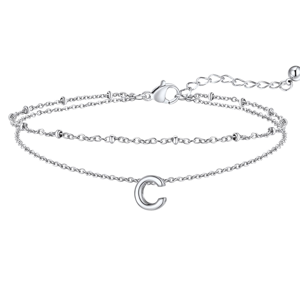 Initial Layered Anklet for Women