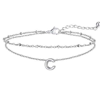 Initial Layered Anklet for Women