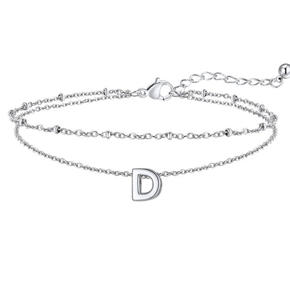 Initial Layered Anklet for Women
