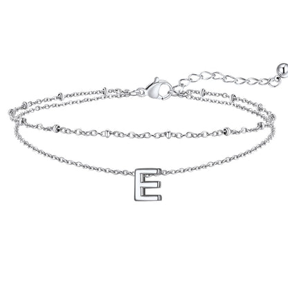 Initial Layered Anklet for Women