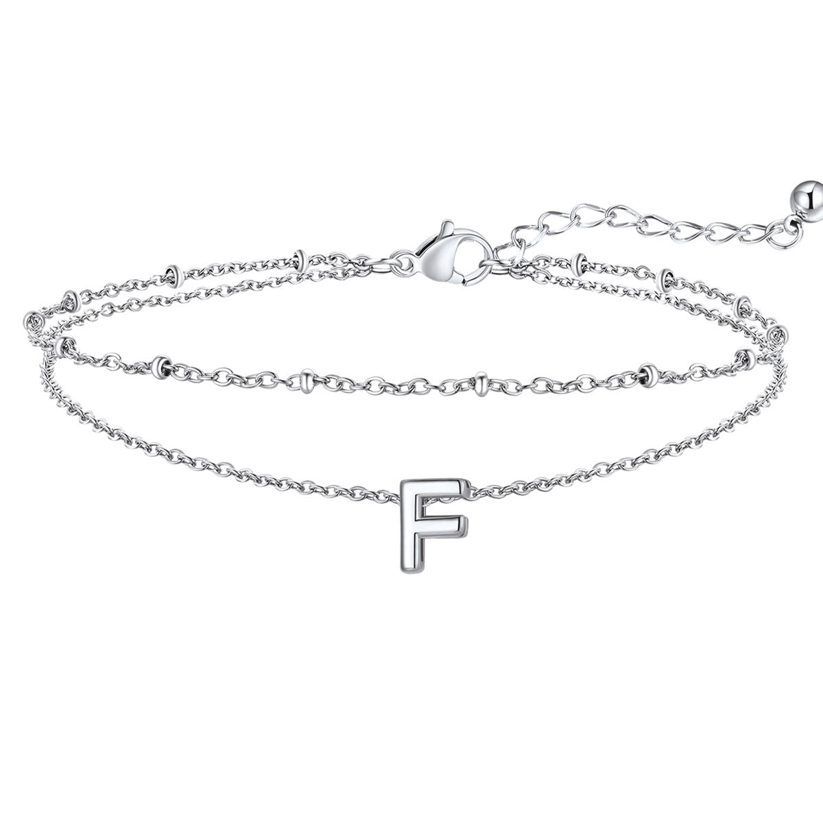 Initial Layered Anklet for Women