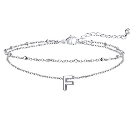 Initial Layered Anklet for Women