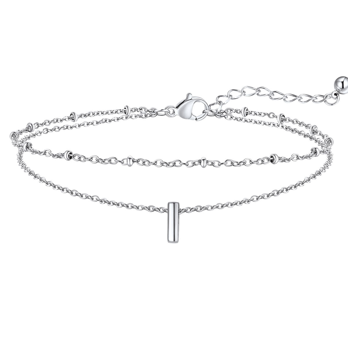 Initial Layered Anklet for Women