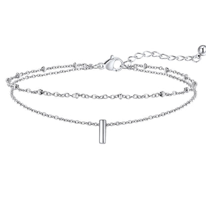 Initial Layered Anklet for Women