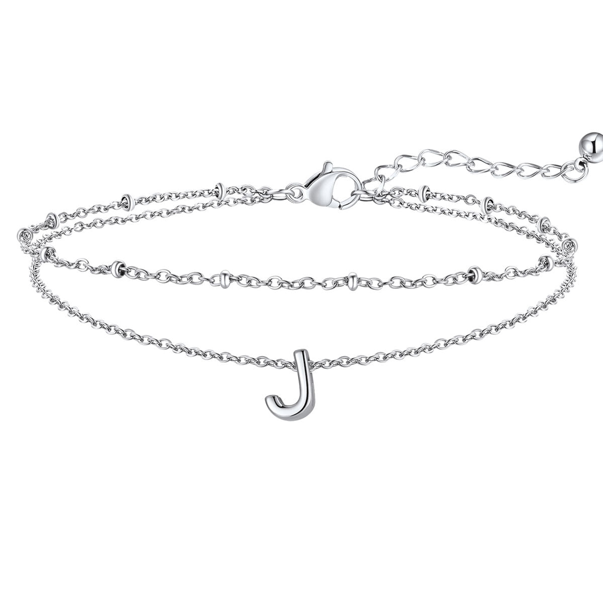 Initial Layered Anklet for Women
