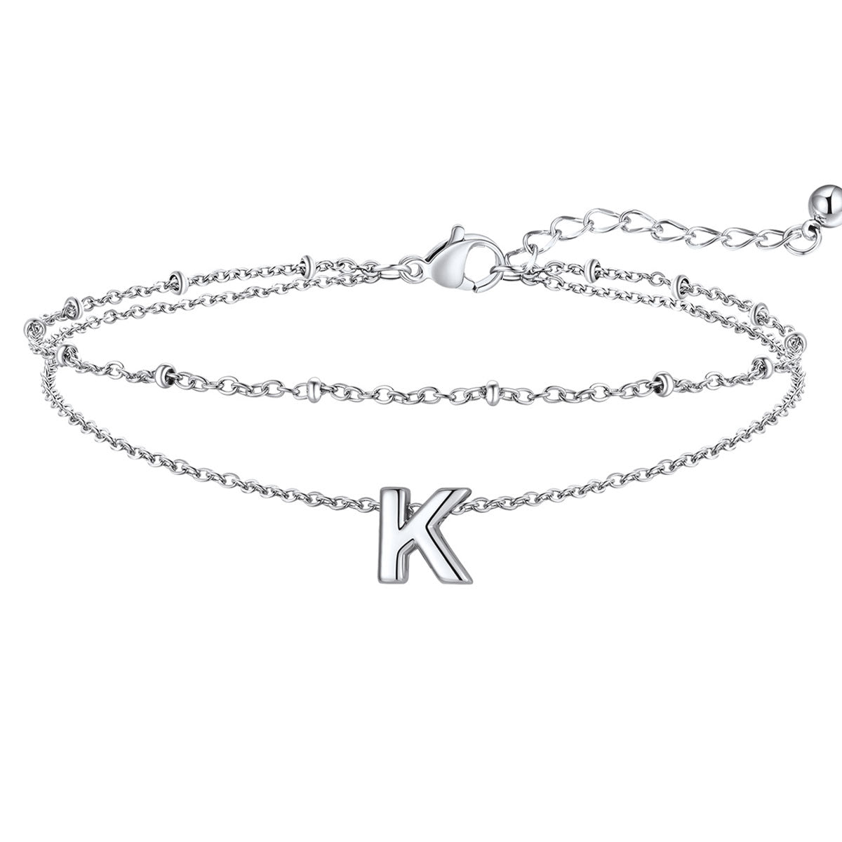 Initial Layered Anklet for Women