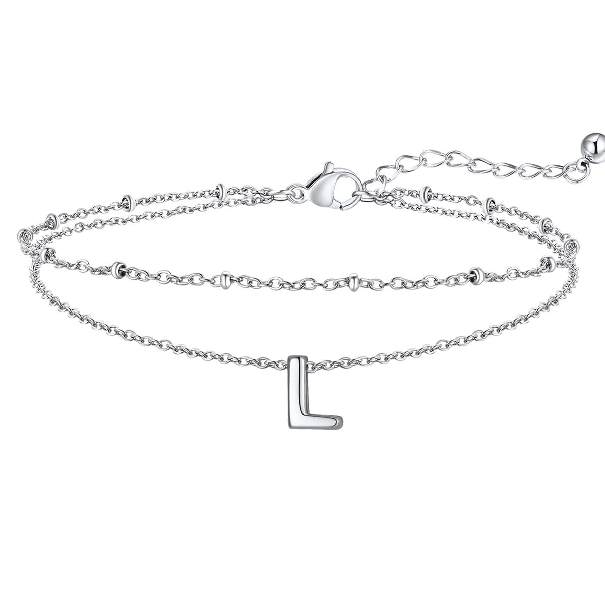 Initial Layered Anklet for Women