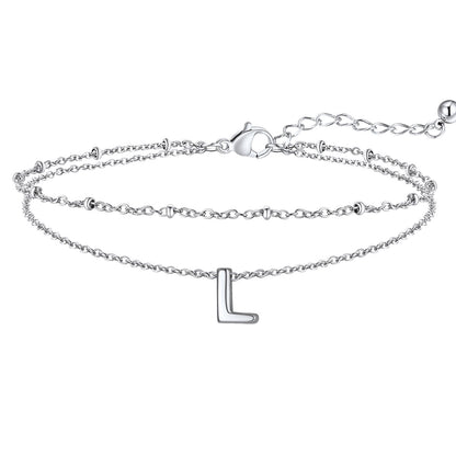 Initial Layered Anklet for Women