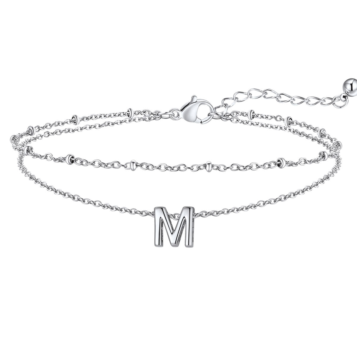 Initial Layered Anklet for Women