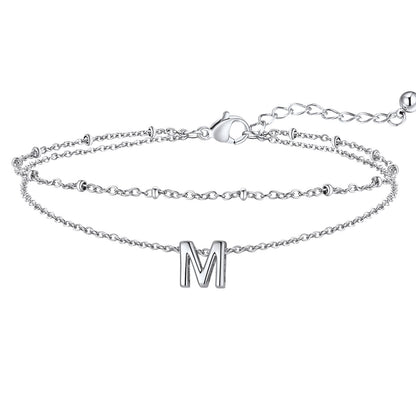 Initial Layered Anklet for Women