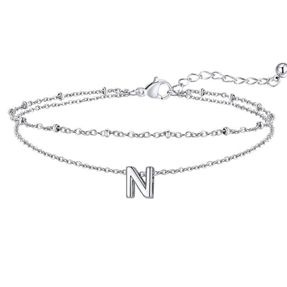 Initial Layered Anklet for Women