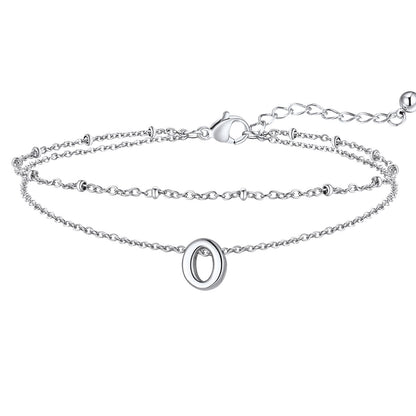 Initial Layered Anklet for Women