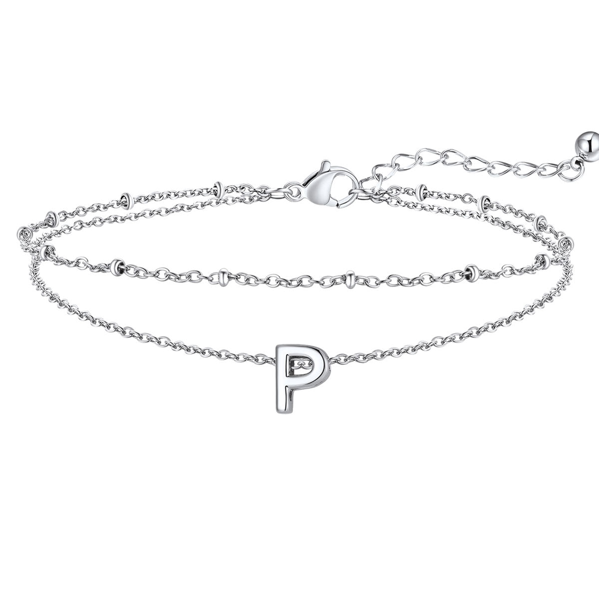 Initial Layered Anklet for Women