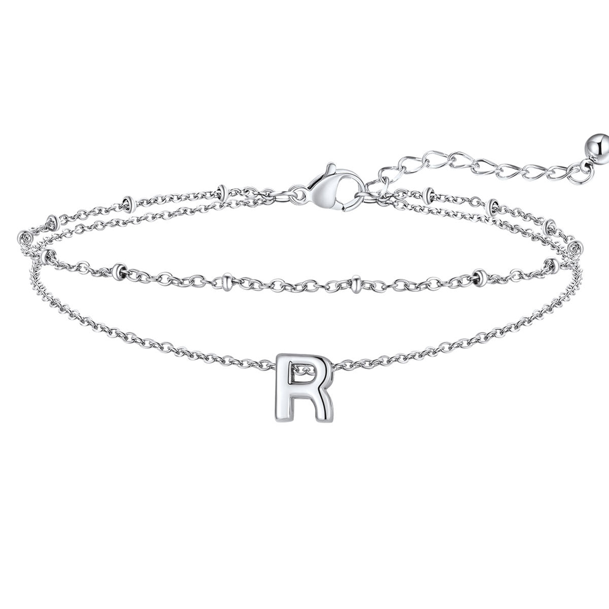 Initial Layered Anklet for Women