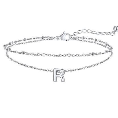 Initial Layered Anklet for Women