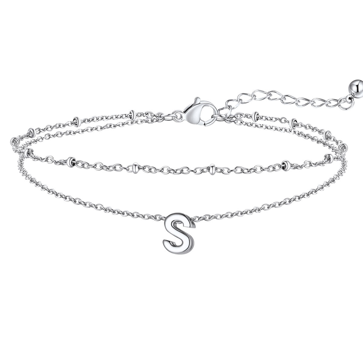 Initial Layered Anklet for Women