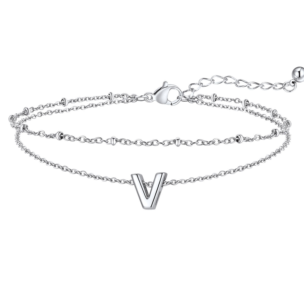 Initial Layered Anklet for Women