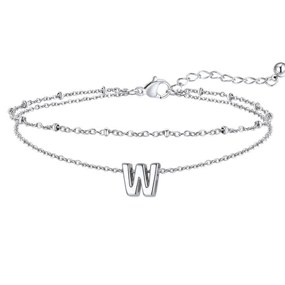 Initial Layered Anklet for Women