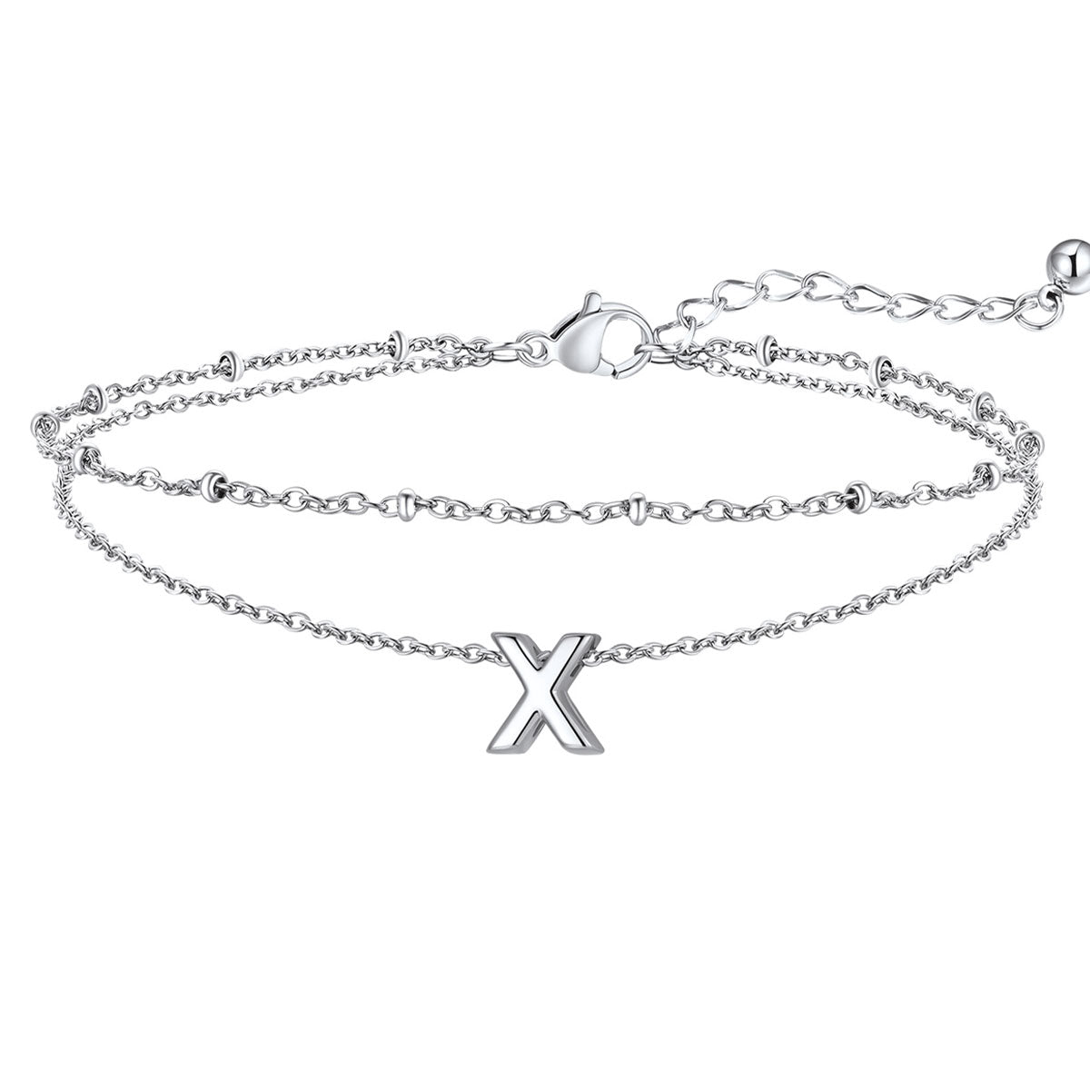 Initial Layered Anklet for Women