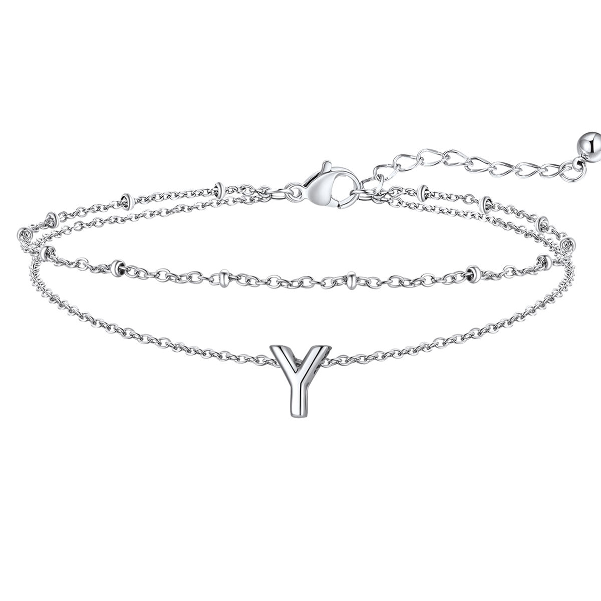 Initial Layered Anklet for Women