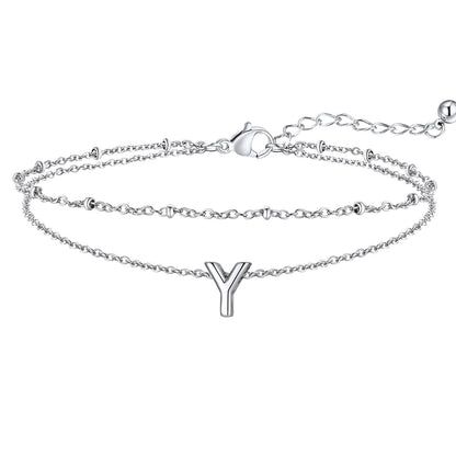 Initial Layered Anklet for Women