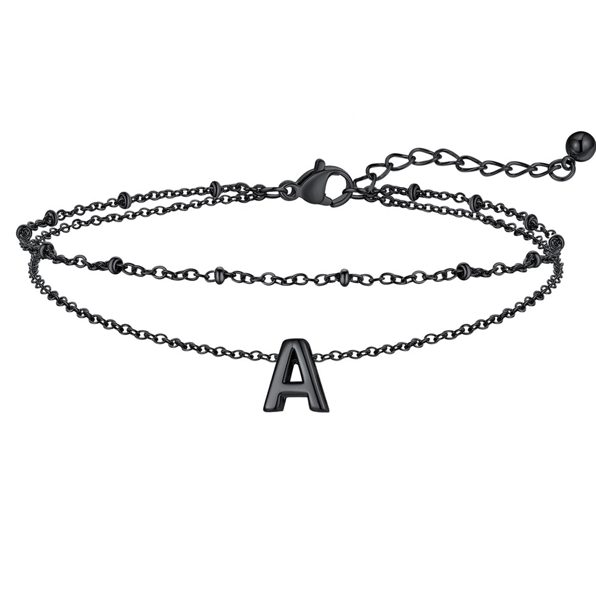Initial Layered Anklet for Women