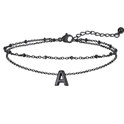Initial Layered Anklet for Women