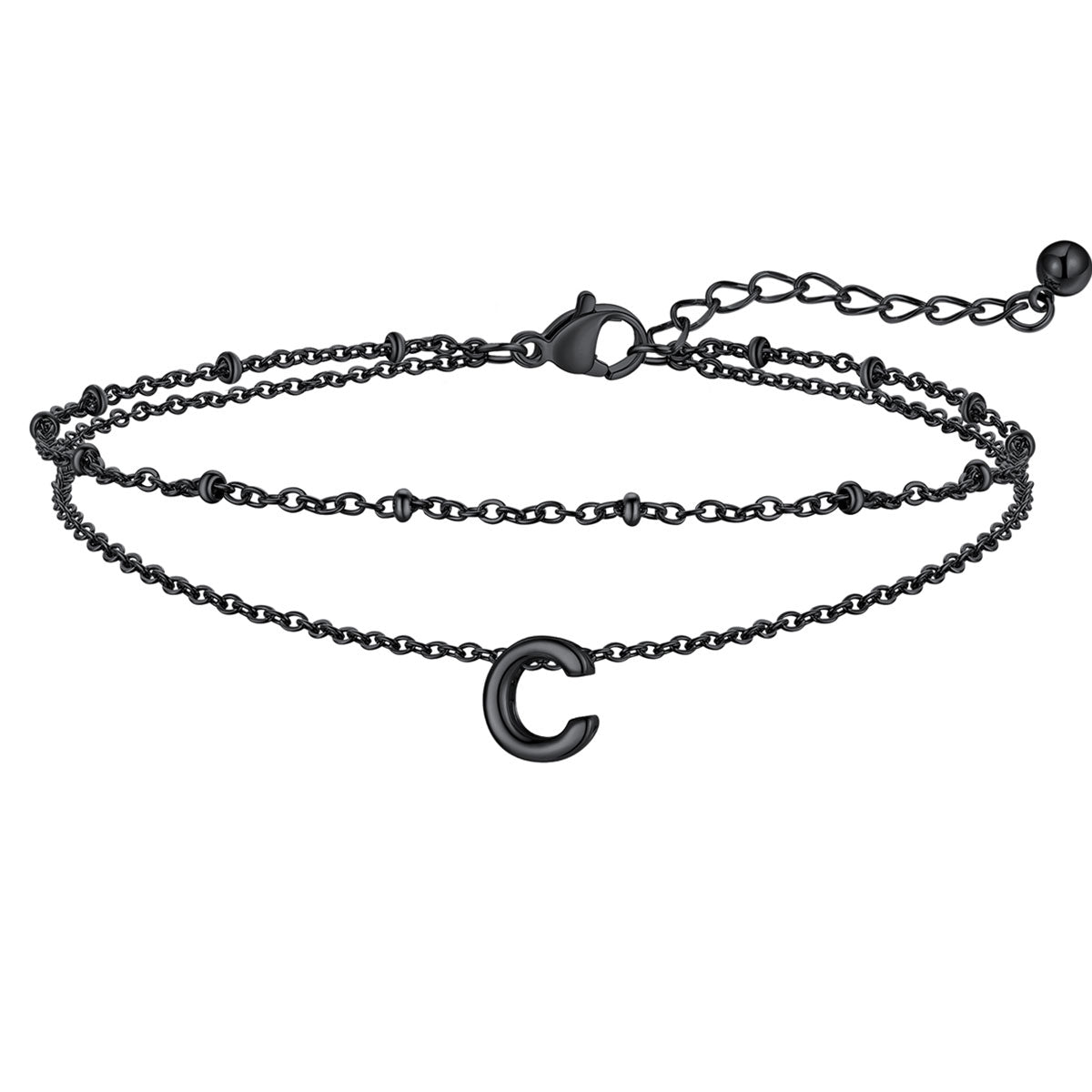 Initial Layered Anklet for Women