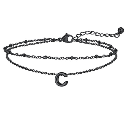 Initial Layered Anklet for Women