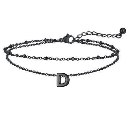 Initial Layered Anklet for Women