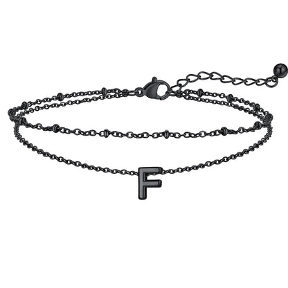 Initial Layered Anklet for Women