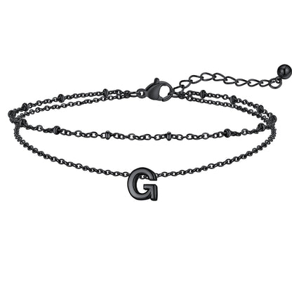Initial Layered Anklet for Women