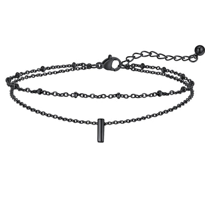 Initial Layered Anklet for Women
