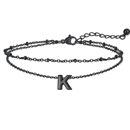 Initial Layered Anklet for Women