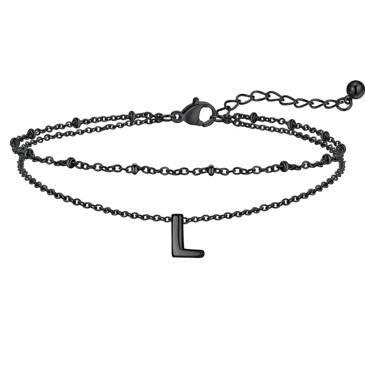 Initial Layered Anklet for Women
